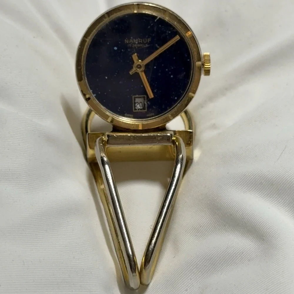 Vintage NAMRUF 17 Jewels Money Clip/Mechanical Wind Up Watch NOT WORKING - AS IS